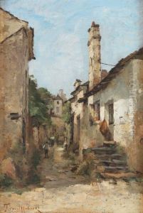 Vue D'une Rue De Village by Paul Trouillebert
