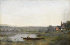 Landscape With Man In A Boat by Paul Trouillebert