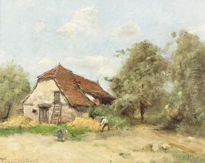 "les Faucheurs Pres De La Ferme". by Paul Trouillebert