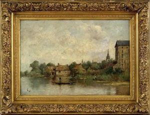 Pecheurs Sur La Riviere. by Paul Trouillebert