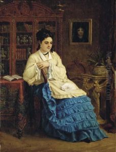Femme En Robe Bleue Revant