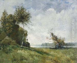 Paysanne Au Bord De La Riviere. by Paul Trouillebert