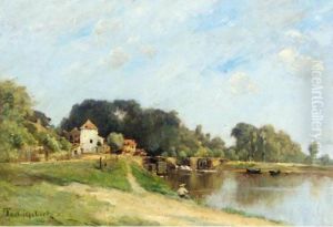Pecheur A Cote D'une Riviere Pecheur A Cote D'une Riviere
