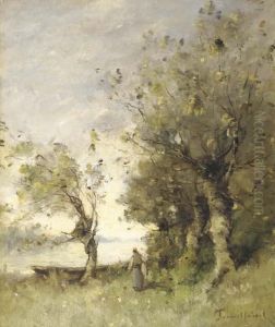 Paysanne Au Bord D'un Lac by Paul Trouillebert