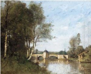 A Woman Washing Clothes At The Riverside by Paul Trouillebert