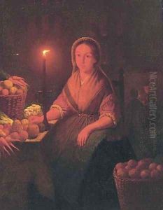 Preparing the vegetables by candle light by Petrus van Schendel