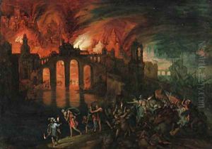Aeneas rescuing his Father from the burning City of Troy by Pieter Schoubroeck