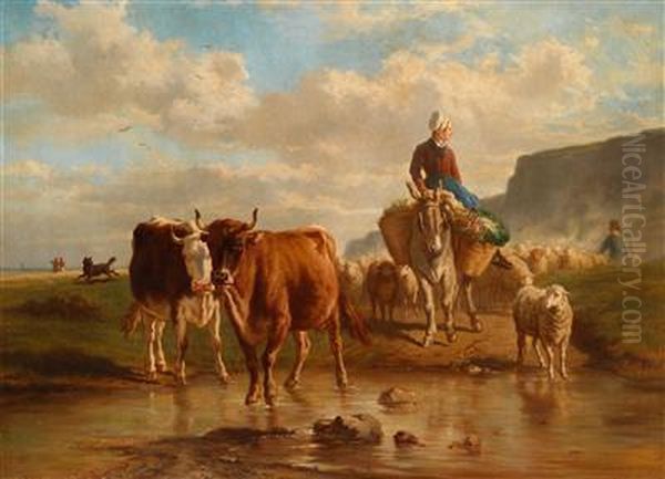 (sevres 1810-1865 Paris) Hirtenpaar Mitmaultier, Kuhen Und Schafen - view 1