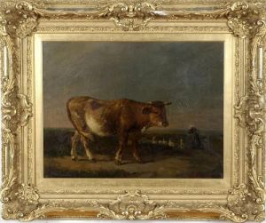 Landscape With Cow And Geese by Constant Troyon