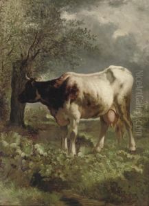 A Cow Under A Tree by Constant Troyon