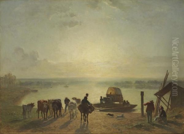 Unloading The Ferry, Sunset - view 1