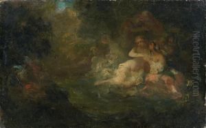 Paysage De Foret Avec Personnage by Constant Troyon