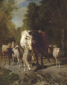 Vaches Et Moutons by Constant Troyon