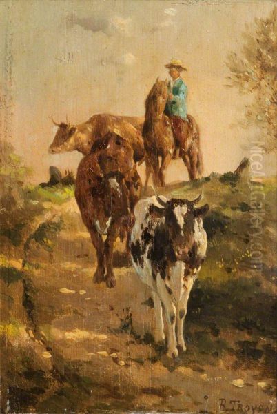 Landscape With Cattle by Constant Troyon