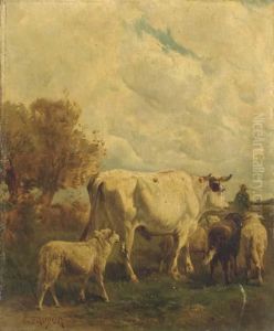 A Herder With His Cattle In A Landscape