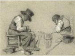 Two Men At Work by Constant Troyon