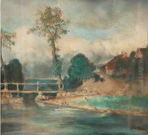 Les Canards Pres Du Petit Pont by Constant Troyon