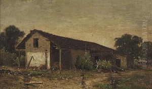 "farmhouse", Oil On Canvas Laid On Masonite by Constant Troyon