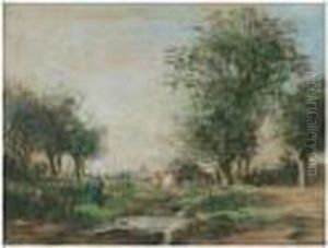Troupeau Au Bord De La Riviere