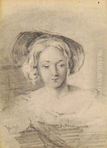 Femme au chapeau by Ecole Francaise, Xixeme Siecle