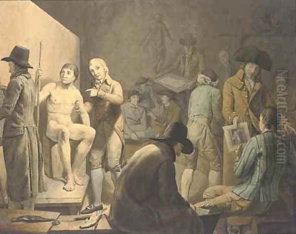 Artists at a life-drawing class - view 1