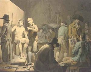 Artists at a life-drawing class by Jakob Schoenmaker-Doyer