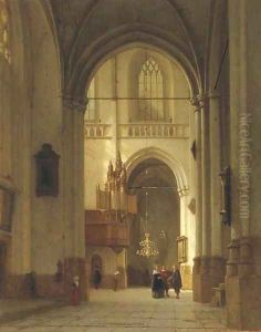 Figures in the Nieuwe Kerk, Amsterdam by Jan Jacob Schenkel