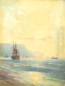 Russian ship anchored in a Crimean bay