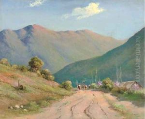 Cattle drawing a cart along a track, an extensive landscape beyond, thought to be Argentina