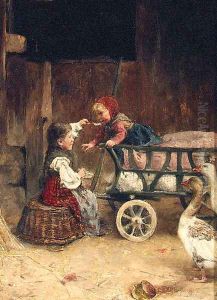 Feeding The Baby by Theodor Gustav Ernst Schmidt