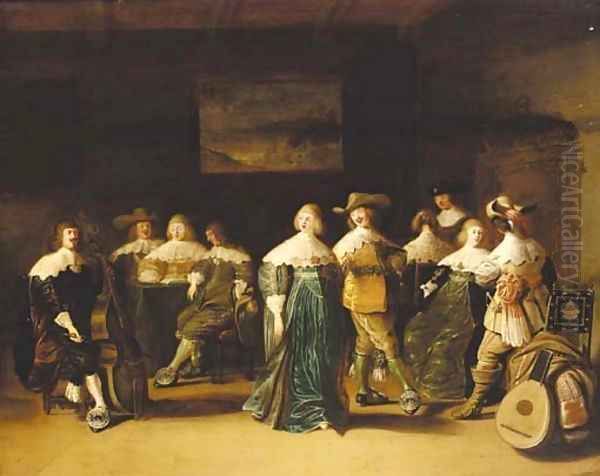 Elegant company dancing in an interior - view 1