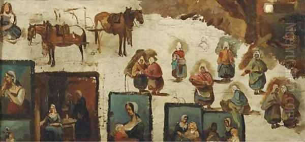 Various studies of figures and animals - view 1