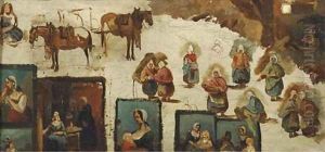 Various studies of figures and animals by Ary Scheffer