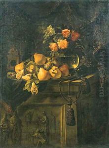Fruit on a plate by Giovanni Battista Salvi