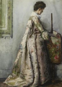 The Silk Gown, Portrait Of Maria Tuke Sainsbury by Henry Scott Tuke