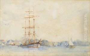 A Three-masted Barque In An Estuary A Three-masted Barque In An Estuary