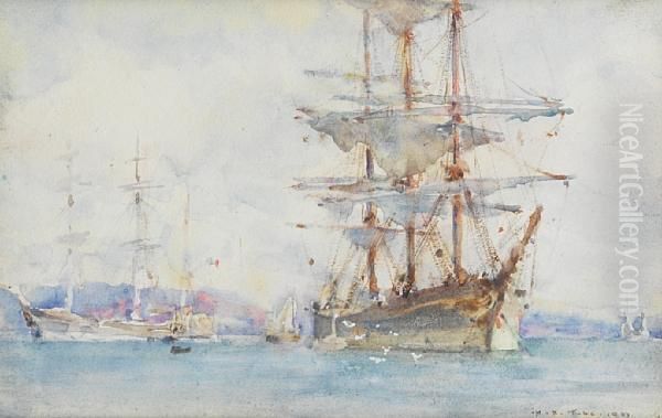 Windjammers Lying On Their Moorings As Theywait For Cargo In Falmouth - view 1