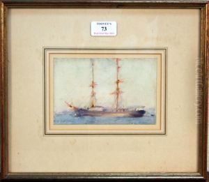 Study Of A Schooner At Falmouth by Henry Scott Tuke