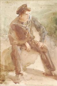A Sailor Seatedon A Rock