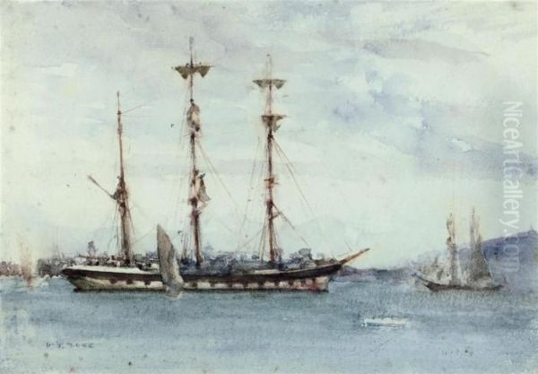 A Windjammer At Anchor In The Harbour At Falmouth - view 1