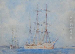 Ships At Anchor In Carrick Roads. Ships At Anchor In Carrick Roads.