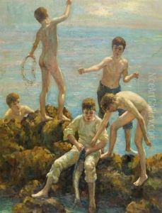 Les Enfants Et La Partie De Peche by Henry Scott Tuke