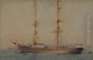 Study Of A Schooner In Falmouth Harbour by Henry Scott Tuke