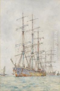 Windjammers At Anchor by Henry Scott Tuke