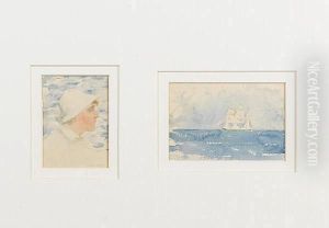 Head Study Of A Boy; Study Of A Schooner by Henry Scott Tuke