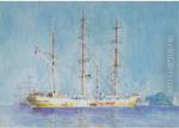 A French Square-rigged Ship At Anchor - view 1
