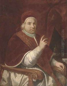Portrait of Pope Benedict XIV (1675-1758), three-quarter-length, seated, by a draped curtain