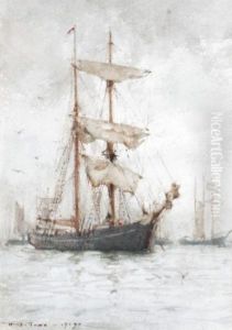 Boats On A Grey Day by Henry Scott Tuke