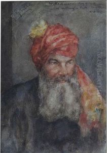 Portrait Of W. G. Grace Wearing 
Ranji's Turban Together With A Photograph Of W.g. Grace And Ranji And 
The Original Christie's Sale Catalogue by Henry Scott Tuke