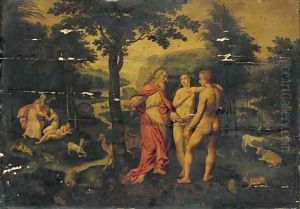 Adam and Eve in the Garden of Paradise by Antwerp School